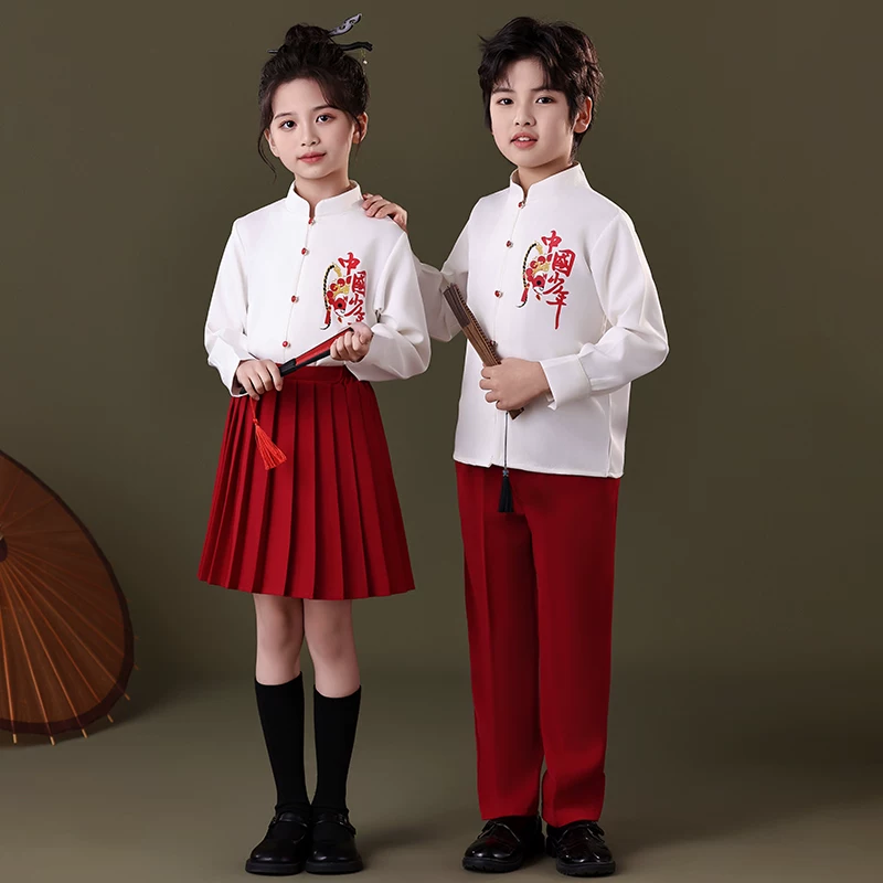 元旦儿童合唱演出服中国风小学生民族服装/舞台装