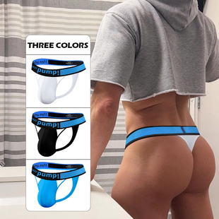 一字带男士单丁字裤镂空性感低腰紧身男士内裤莫代尔弹力T裤攻受