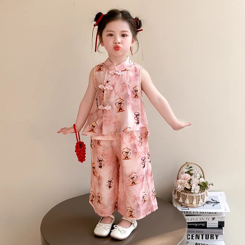哪咤儿童服装女童国风套装夏季2025新款汉服女孩超火夏装哪吒衣服