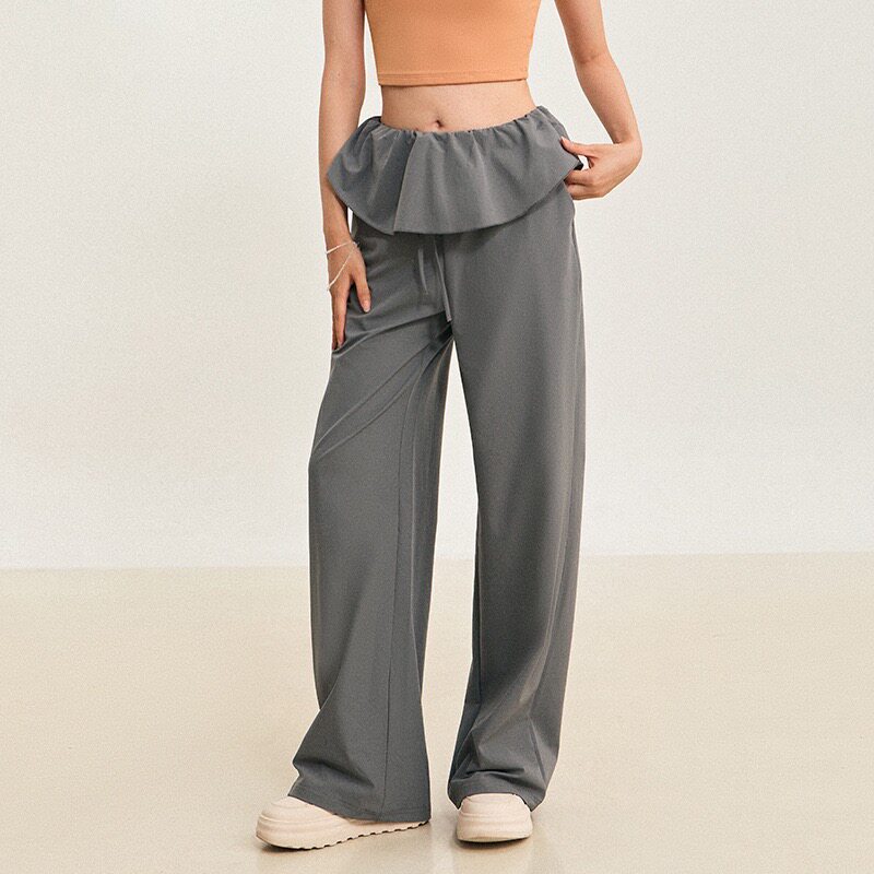 裙摆瑜伽裤女新款高腰速干健身裤运动宽松休闲长裤跑步运动阔腿裤