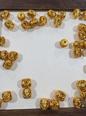 金色镶嵌款桶珠配件隔珠diy配饰材料串饰手工项链佛珠链手链手串