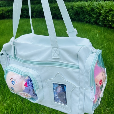 学生痛包双侧兜单肩斜挎吧唧包