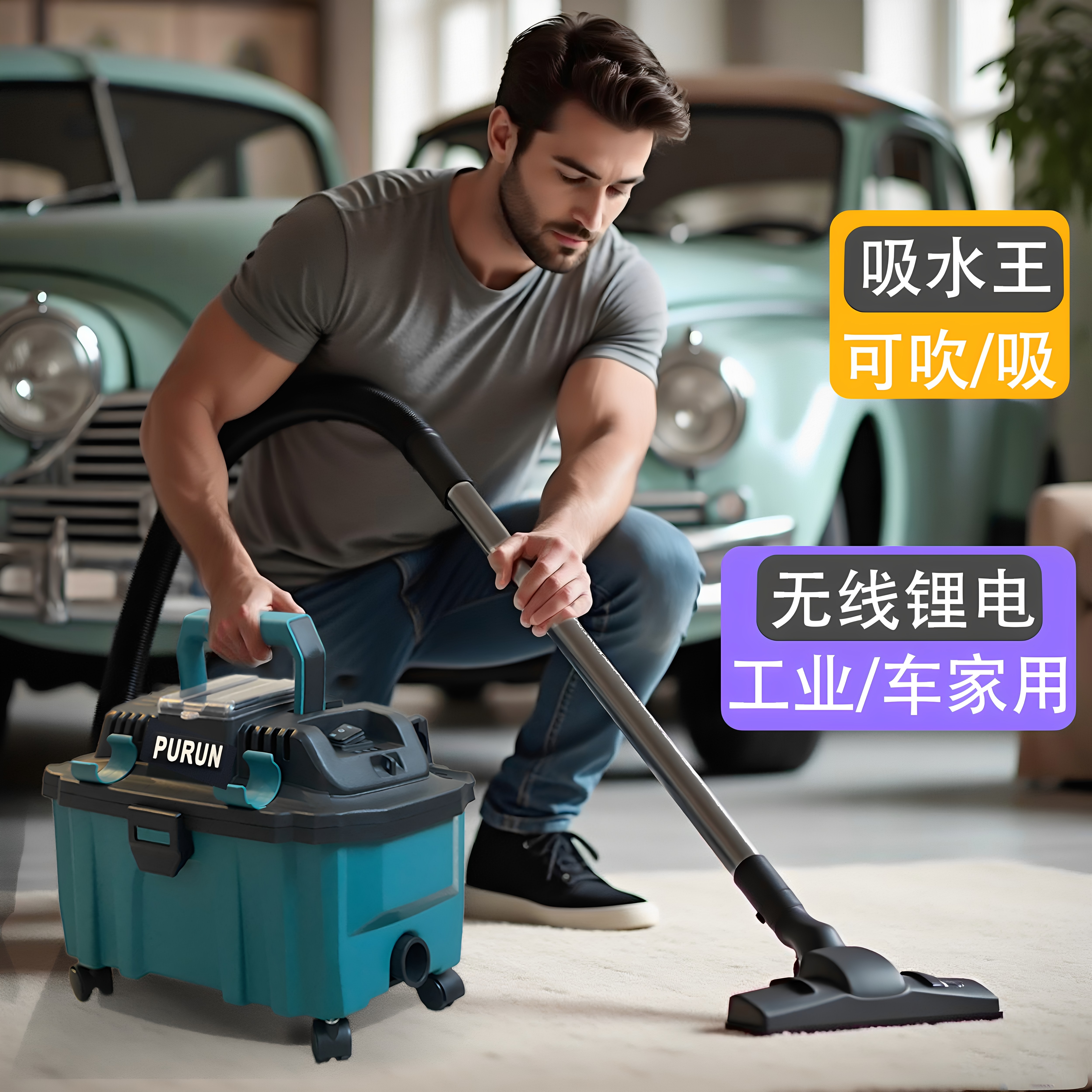 锂电款吸尘器无线充电式车载吸尘器家用工业大功率便携商用吸湿机