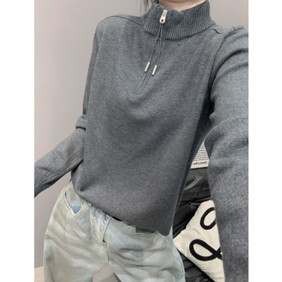 高领百搭长袖针织衫女设计感显瘦