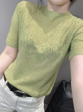 简约百搭冰丝针织衫短袖女