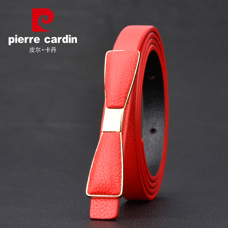 皮尔卡丹女士细皮带红色百搭配裙子装饰本命年腰带时尚真皮简约在类目 服饰配件/皮带/帽子/围巾, 腰带/皮带/腰链中 - 来自Buy2taobao.com提供专业的淘宝代购服务