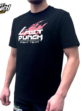 Last punch / 2024夏季运动休闲t恤 印花圆领纯棉黑色短袖上衣T恤
