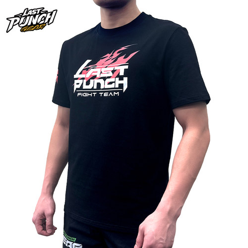 Last punch / 2024夏季运动休闲t恤 印花圆领纯棉黑色短袖上衣T恤