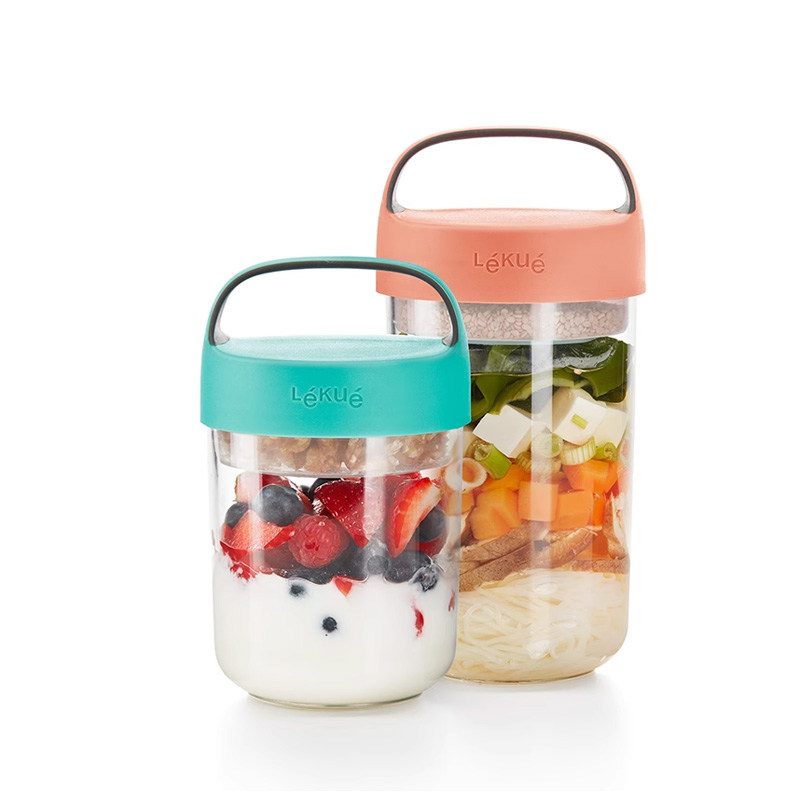 乐葵Tritan燕麦杯大容量便携密封罐食品级带盖水杯办公居家食物罐