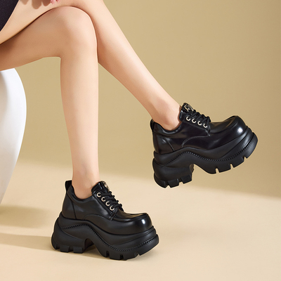 厚底内增高10cm英伦风加绒小皮鞋