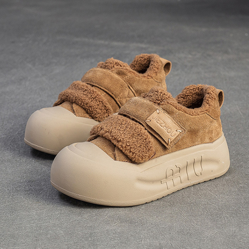 厚底头层牛皮加绒保暖休闲棉鞋