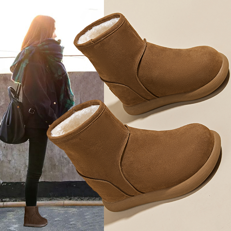 厚底小个子内增高加绒保暖雪地靴