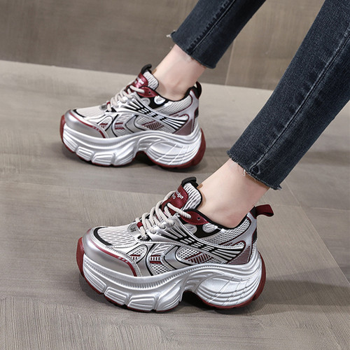 厚底增高8CM真皮秋冬加绒老爹鞋