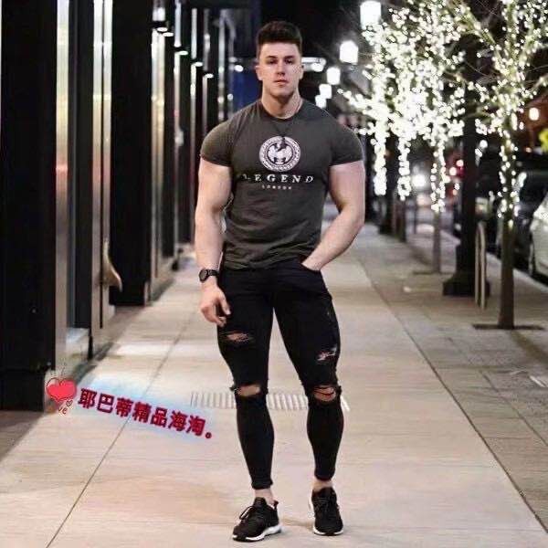 보디빌더를 위한  구매 전설 런던 꽉 끼는 초탄성 피트니스 캐주얼 스포츠 데님