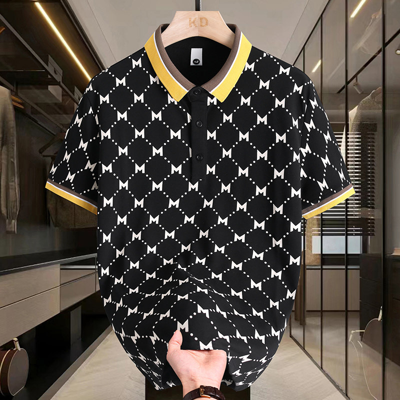 淘宝客-5058-P32-2025夏季高品质满身印花POLO衫短袖T恤潮男-夏51