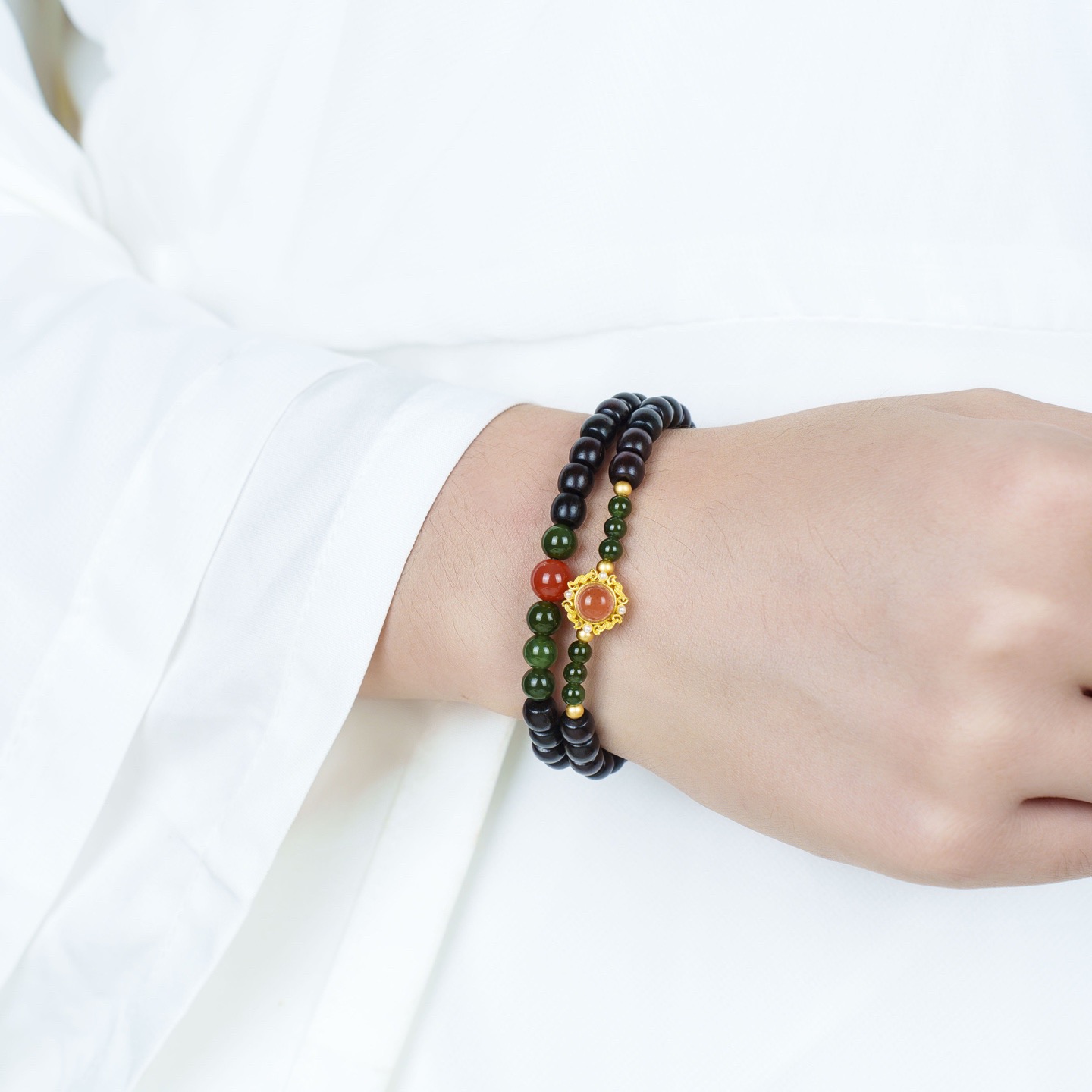 天然印度小叶紫檀直切双圈手串女招财纳福新中式国风文玩佛珠手链