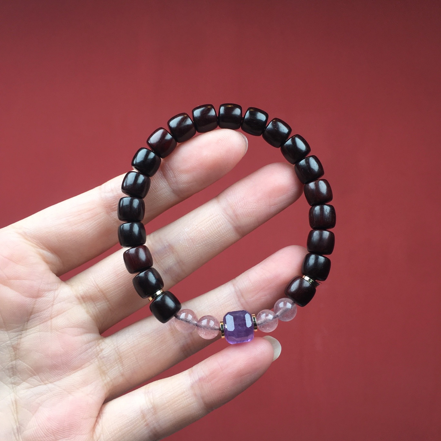 正宗印度小叶紫檀手串单圈百搭叠戴招财转运补木手链女款檀木文玩