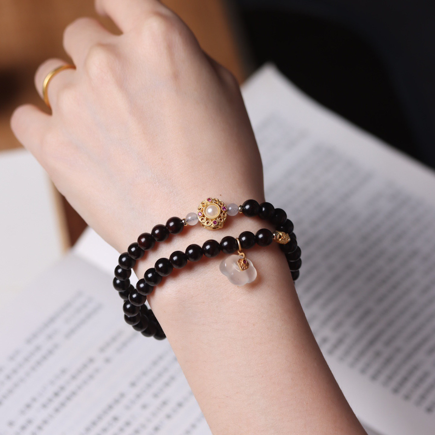 高端小叶紫檀手串女款6mm佛珠念珠檀香木质文玩手链女盘玩收藏级