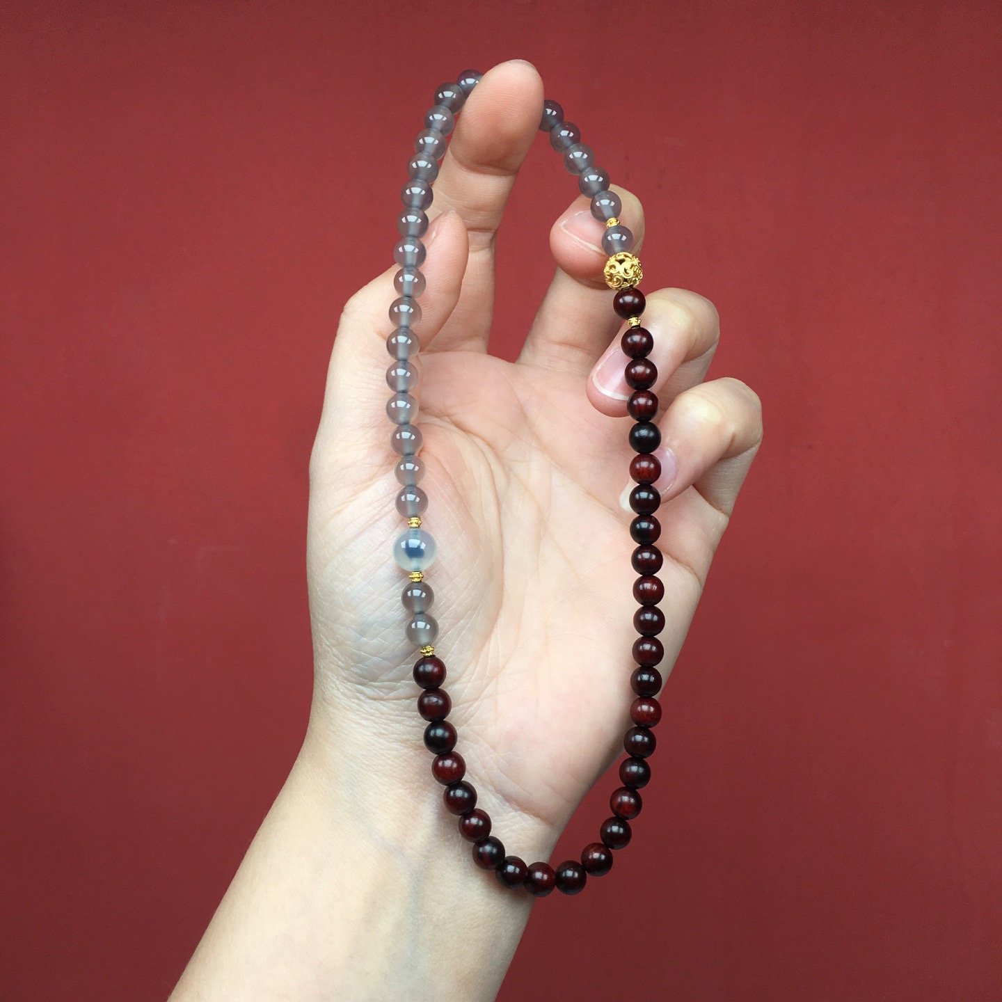 高端金星小叶紫檀手串双圈天然檀香木质佛珠手链多圈沉香盘玩念珠