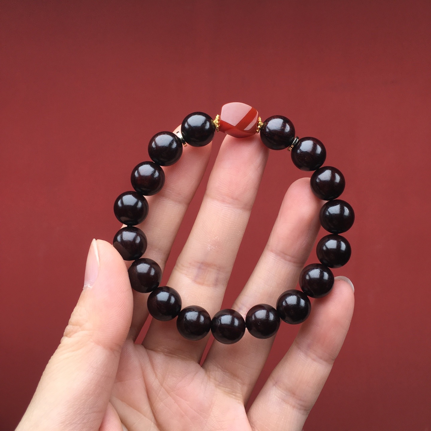 正宗印度小叶紫檀手串单圈百搭叠戴招财转运补木手链女款檀木文玩