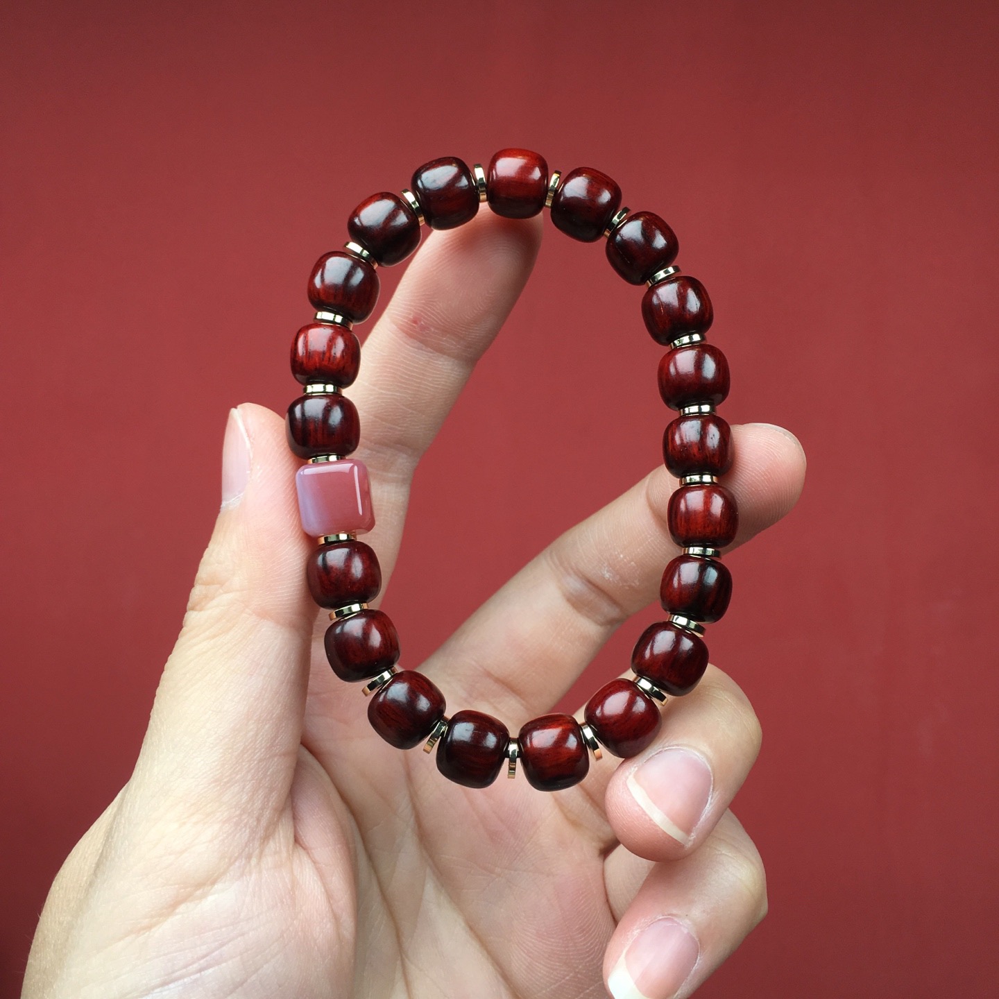 正宗印度小叶紫檀手串单圈百搭叠戴招财转运补木手链女款檀木文玩