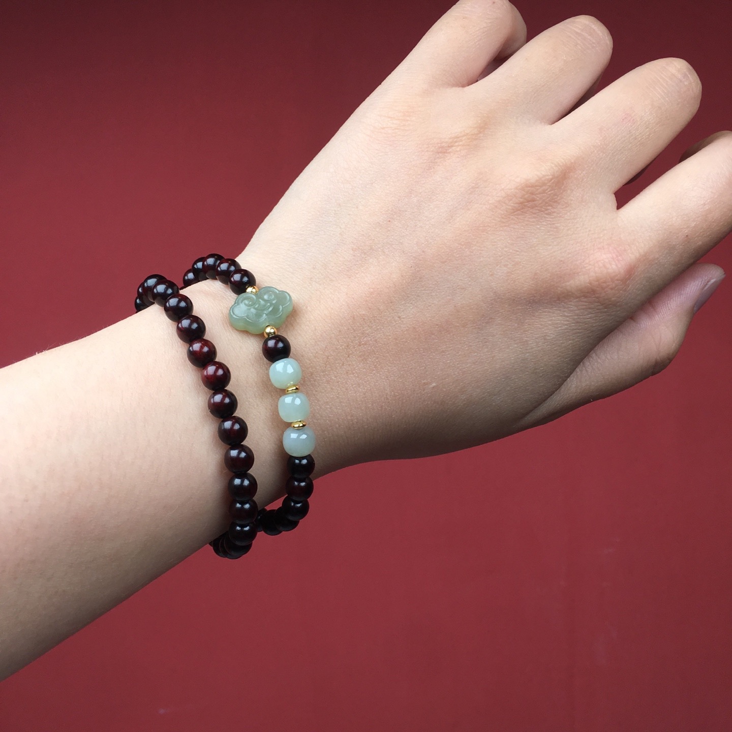 印度小叶紫檀手串双圈百搭叠戴招财转运补木手链女款檀木文玩佛珠