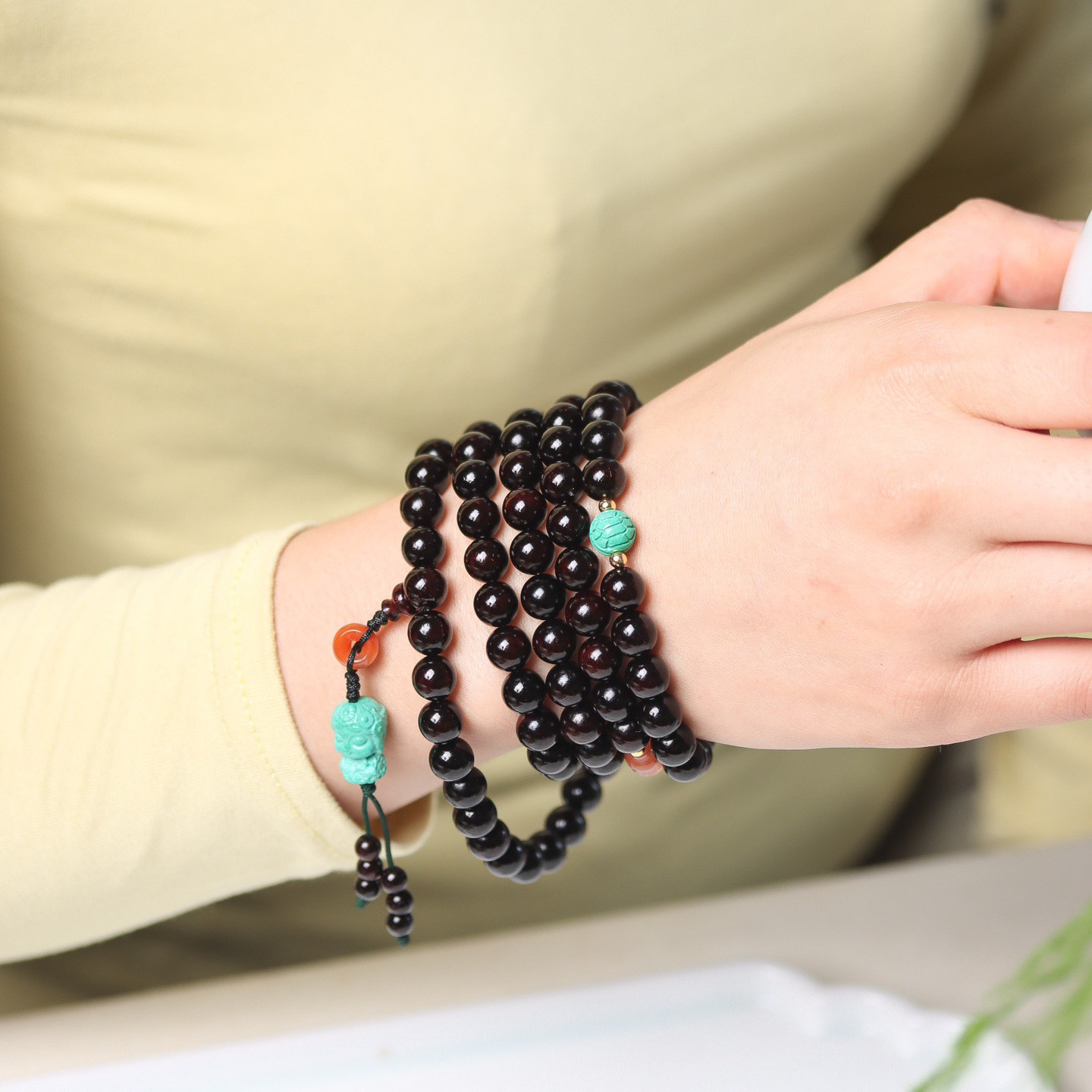 高端小叶紫檀手串男度母8mm佛珠念珠檀香木质文玩手链女盘玩收藏