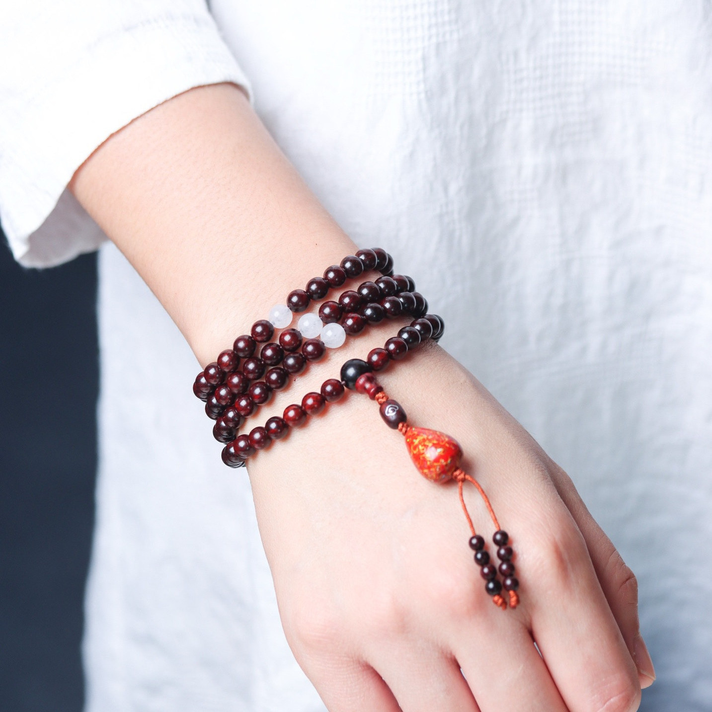 小叶紫檀手串女款多圈天然檀香木质佛珠手链盘玩念珠收藏级送礼物