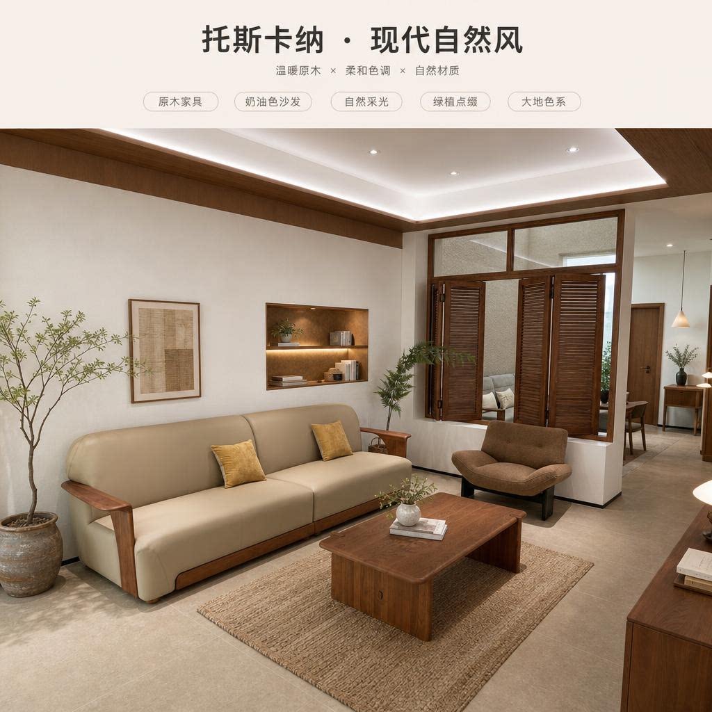 飞翼沙发现代自然风实木沙发现代简约托斯卡纳中古风直排沙发
