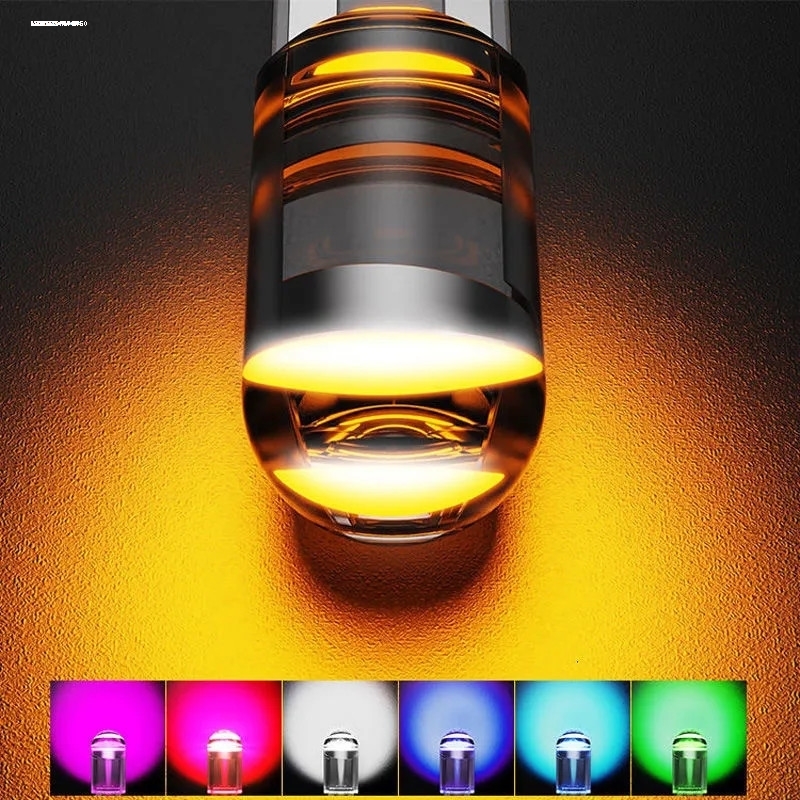 示宽灯超亮led透镜汽车车外灯日行灯改装通用行车灯t10冰蓝小灯泡