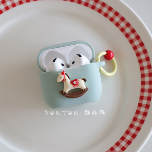 新年红帽马适用于airpodspro代保护套airpods4/3苹果耳机保护壳AirPods Pro第二代新款耳机壳1/2连体软硅胶盒