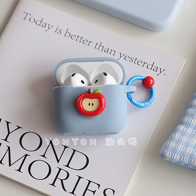 油头鸥原创ins撞色爱心苹果适用于苹果AirPods Pro3保护套airpods4耳机壳pro无线连体2/3软硅胶小众高级防摔