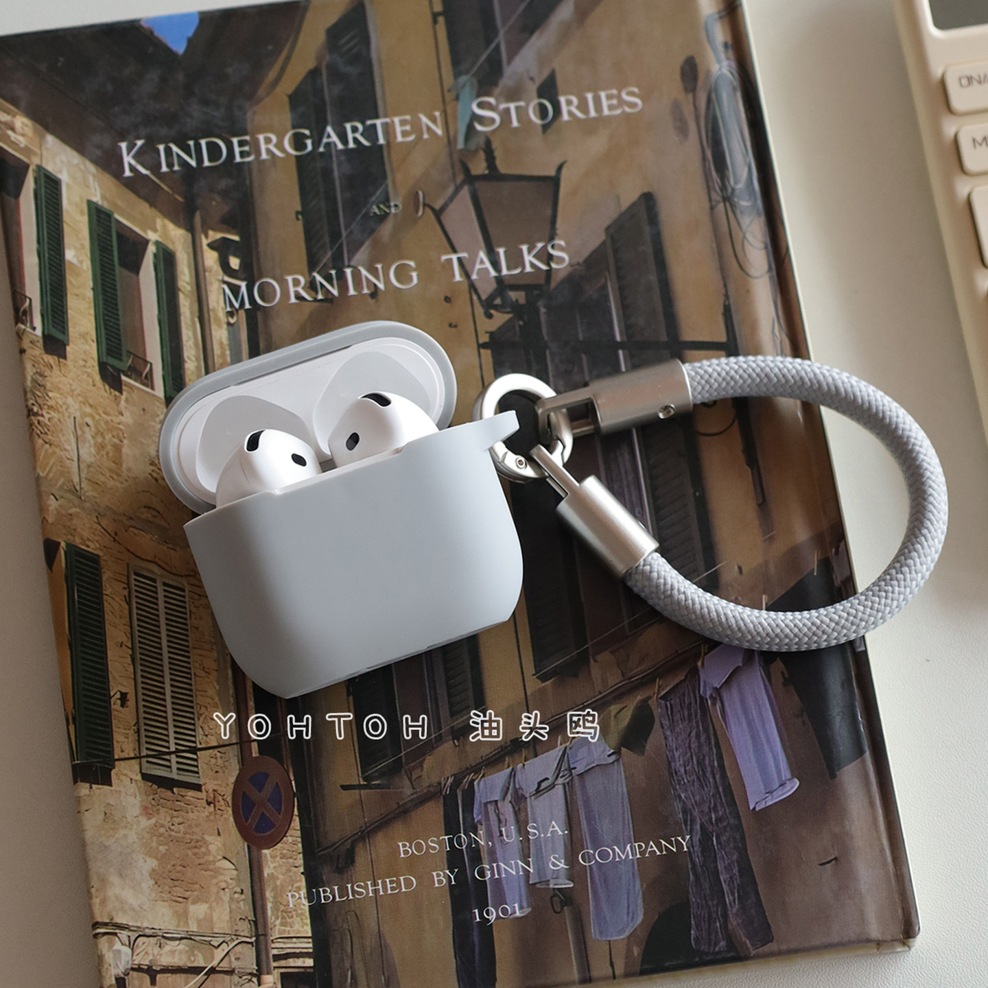 油头鸥简约2025新款灰色适用于AirPodsPro3保护套苹果airpods4无线蓝牙耳机壳pro2降噪软硅胶防摔壳三代连体