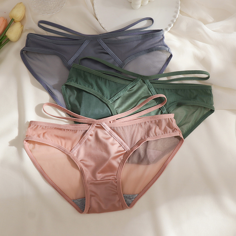 缎面蕾丝内裤女性感新款超薄火辣