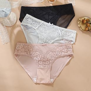 性感火辣纯欲三角裤 黑色蕾丝内裤 女生纯棉裆抗菌冰丝女士2025新款