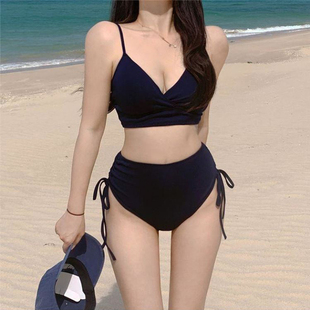 泳衣女韩国ins纯欲度假温泉分体性感高腰比基尼显瘦修身 遮肚泳装