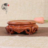 红木圆形底座花瓶茶杯壶茶壶摆件玉器底座实木聚宝盆奇石水晶底座