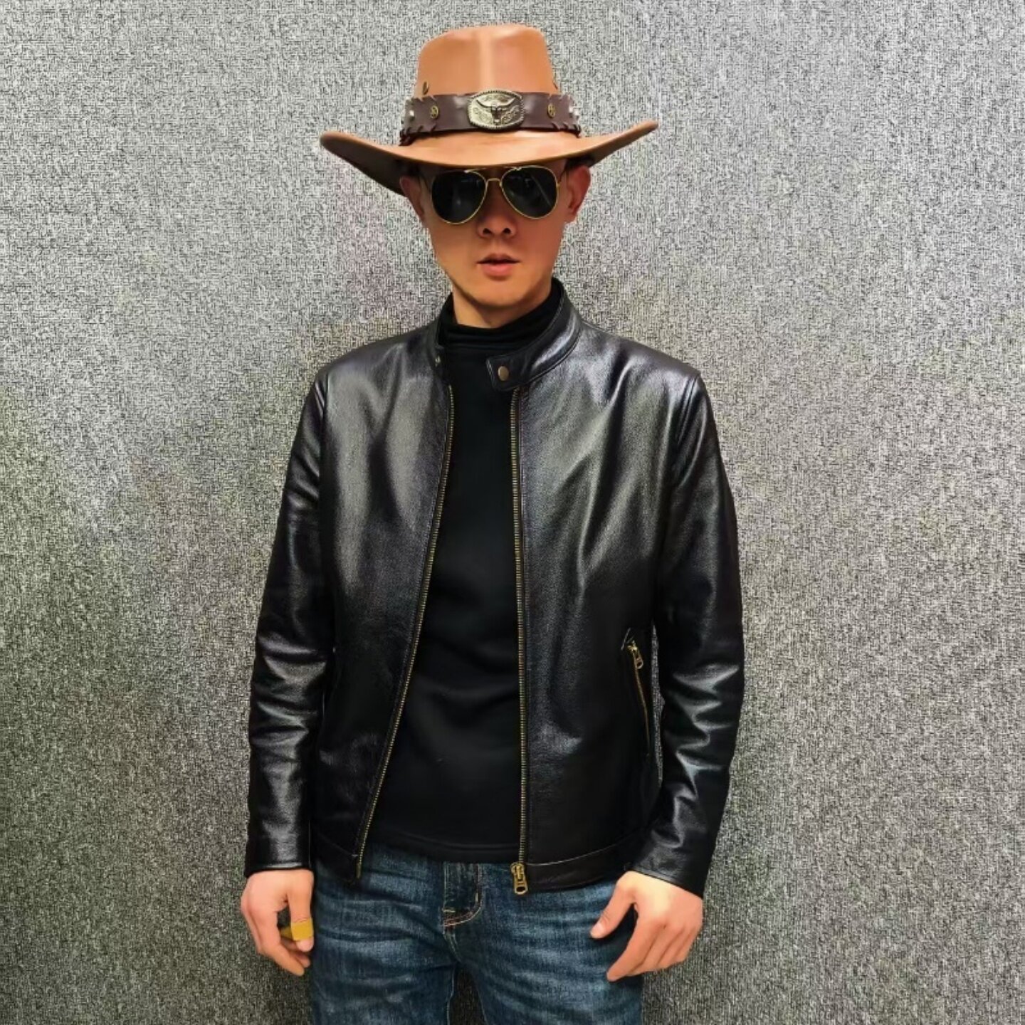 皮衣外套  男士皮夹克机车立领纯头层进口经典软牛皮真皮工厂捡漏