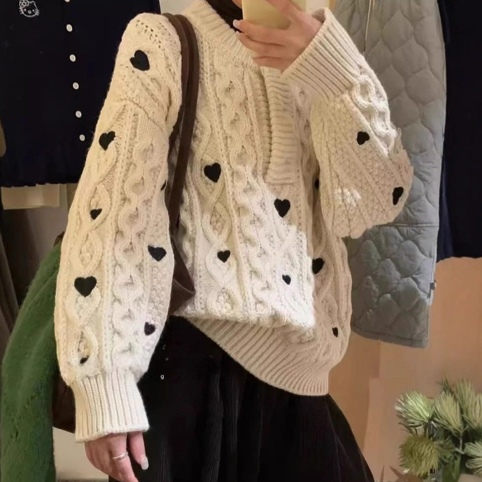 园园美衣韩系设计感爱心刺绣重工