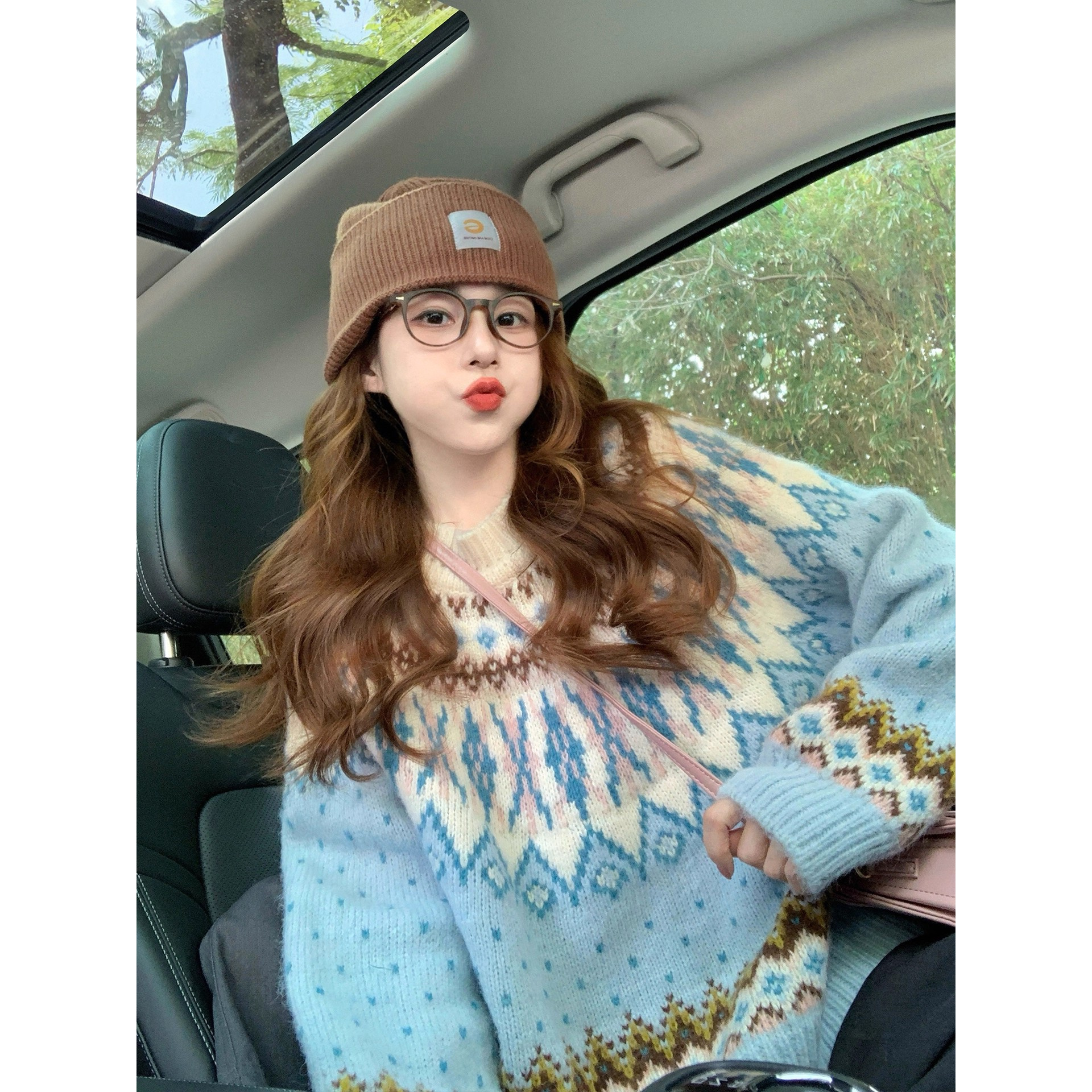 园园美衣费尔岛毛衣女2026新款秋冬厚减龄提花圆领套头针织衫上衣