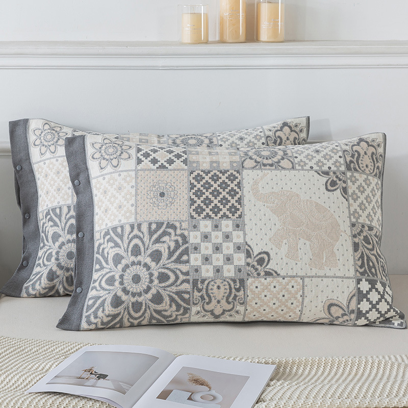 全棉三层纱布枕套一条装加厚加大