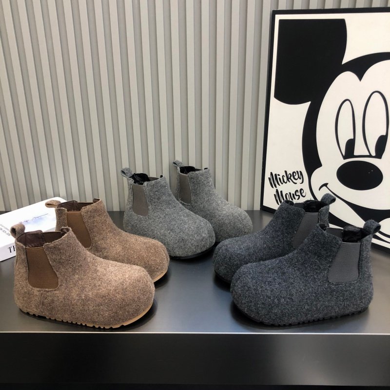 爆款毛呢加绒勃肯短靴女2025冬季新款双侧松紧大头厚底保暖棉靴子
