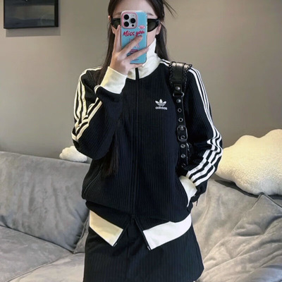 Adidas/阿迪达斯三叶草华夫格秋季男女运动外套夹克JW0109 JW0110