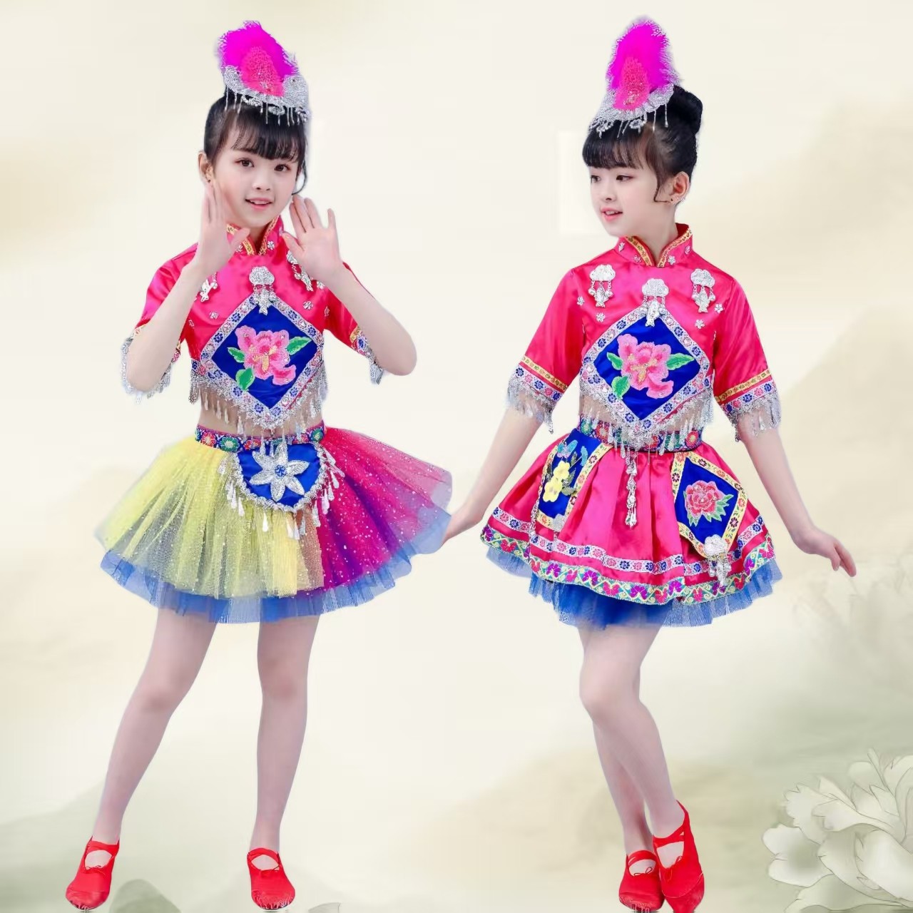 少数民族服装女童三月三表演出服