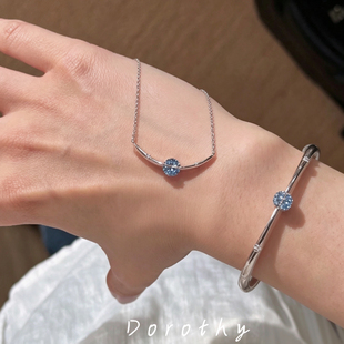 Dorothy |气质高级极简风项链蓝色毛衣链女轻奢小众设计锁骨链饰