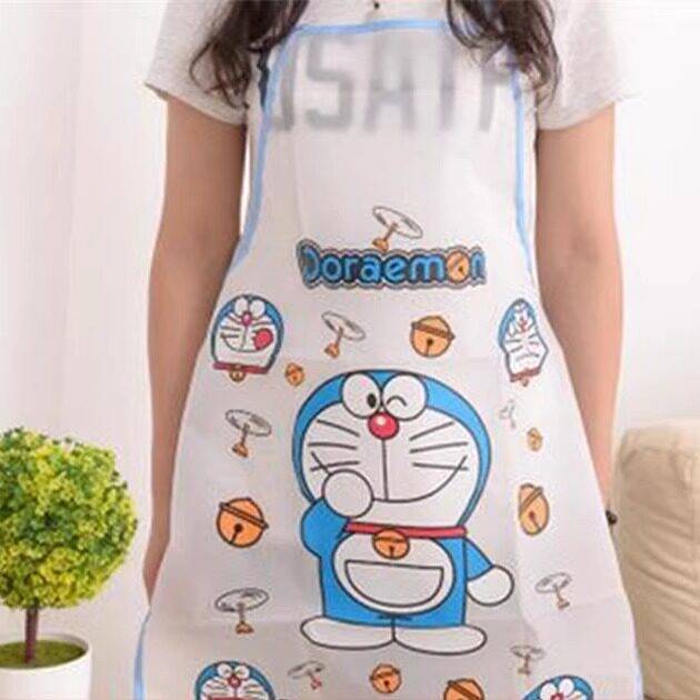 可爱卡通hello kitty围裙家居半透明薄款PE材质防水防油厨房围兜