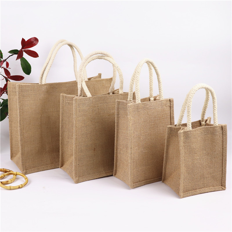 学生防水麻布手提袋亚麻袋子刺绣