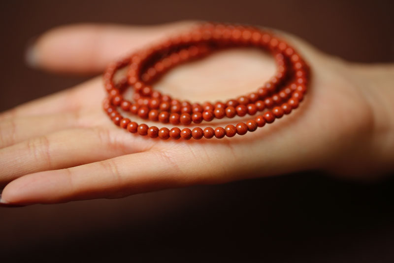 【卧莲庐】凉山南红玛瑙精品满肉柿子红手串108颗佛珠手钏.