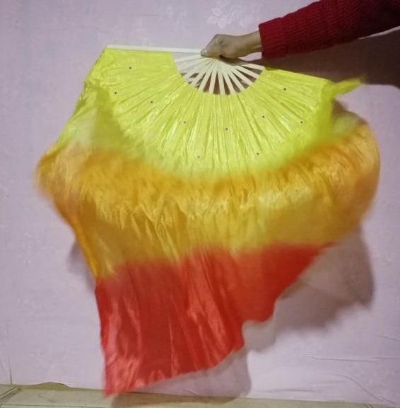 一尺黄扇子加长秧歌一米幼园火苗儿童款二人转火焰扇跳舞广场成人