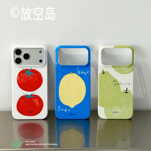 放空岛正版原创丨韩国菲林手机壳蓝色单层半包小众设计ins风适用于苹果iPhone17promax/16promax高级